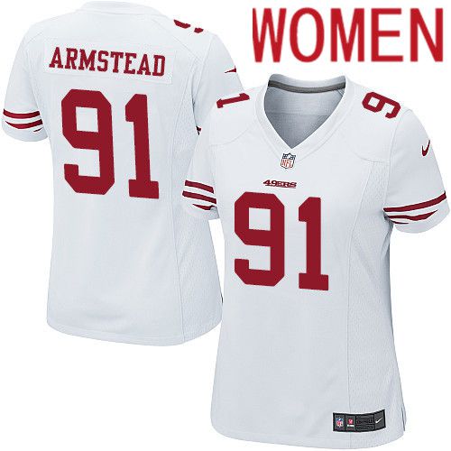 Women San Francisco 49ers #91 Arik Armstead Nike White Team Color Game NFL Jersey->women nfl jersey->Women Jersey